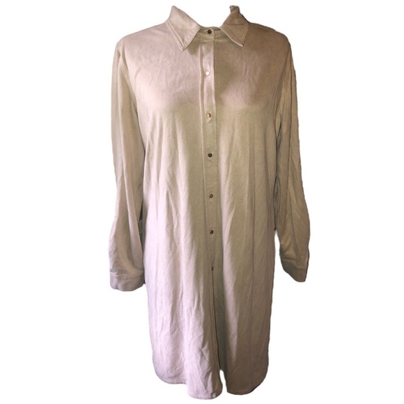 SOLITAIRE Dress Long Sleeve Suede Button Up Midi Cardigan Dress Size M - Picture 1 of 3